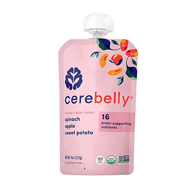 Cerebelly Spinach Apple Sweet Potato Puree, Pack of 6, 4 Oz Each