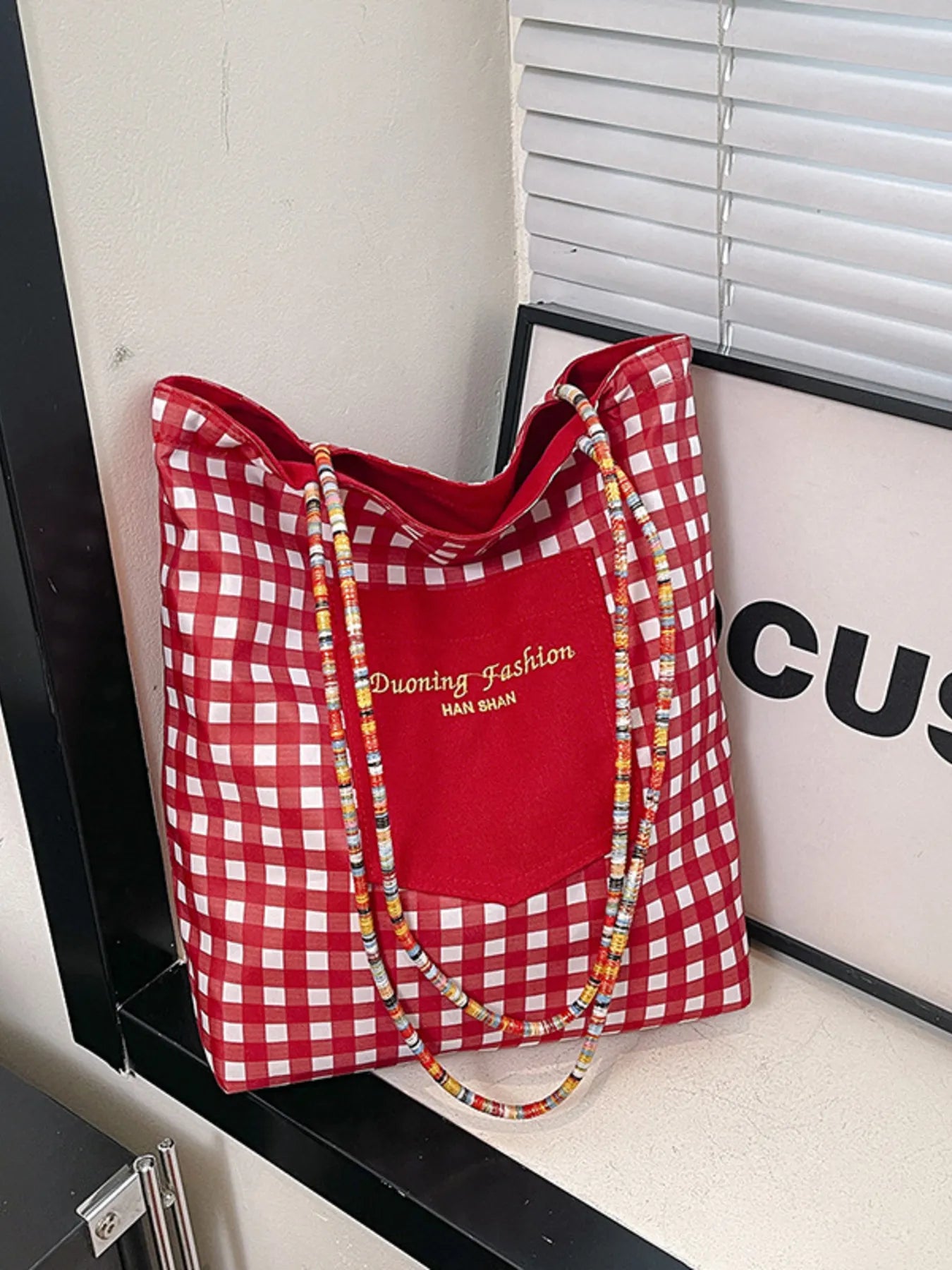 Gingham Pattern Tote Bag