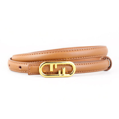 Buckle Leather Skinny Belt