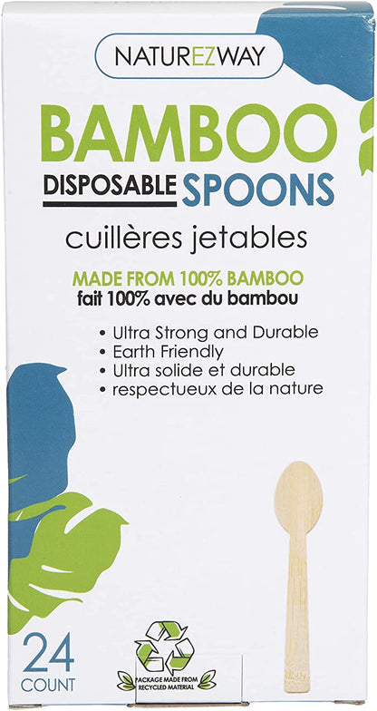 Naturezway Biodegradable Bamboo Disposable Spoons (24 Ct)