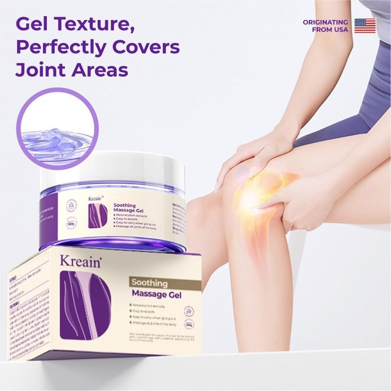 Kreain Nature Soothing Massage Relief Gel, Joint Purple Gel Cooling Soothes Cream For Knees, Hand Arthritis, Lumbar, Neck And Shoulders