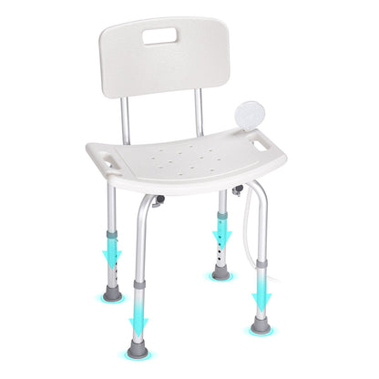 Shower Chair, Shower Seat With Back, Adjustable Height Shower Stool, Shower Chair For Inside Shower Bathtub, Non-slip Bathroom Bench Bath Chair For Elderly Disabled Handicap, 350 Lbs Capacity