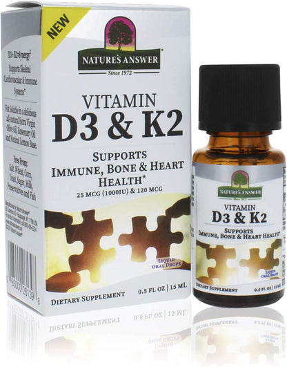 Nature's Answer Vitamin D3 & K2 Drops | 0.5 Fl Oz.