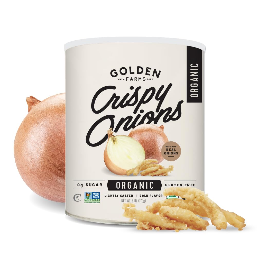Golden Farms - Organic Crispy Fried Onions, 6 oz (Pack of 12) - Dutch Gourmet Topping