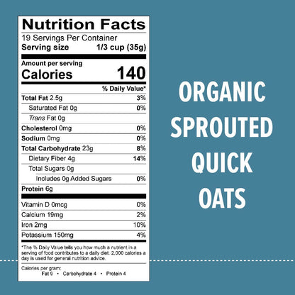 One Degree Organic Sprouted Quick Oats (Pack of 4 - 24 Ounces)