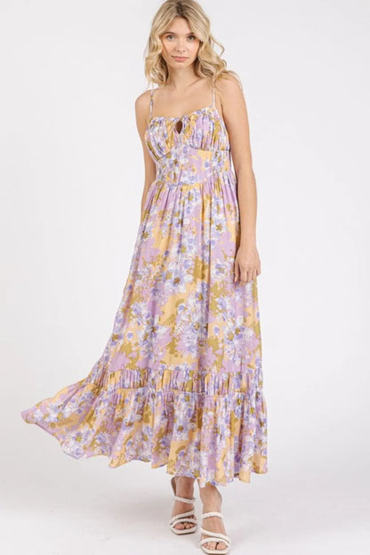 Mittoshop Floral Smocked Back Ruffled Hem Maxi Cami Dress