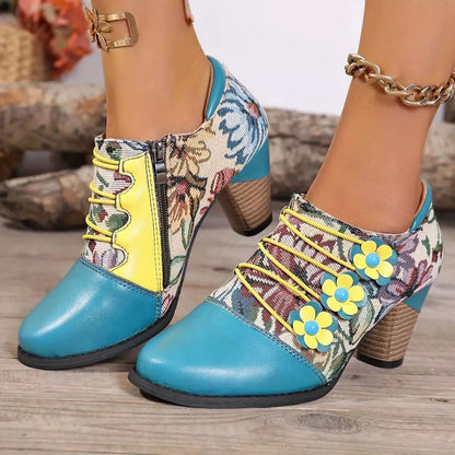 Lace-Up Block Heel Ankle Boots
