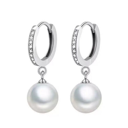 Pearl Drop Hoop Earrings
