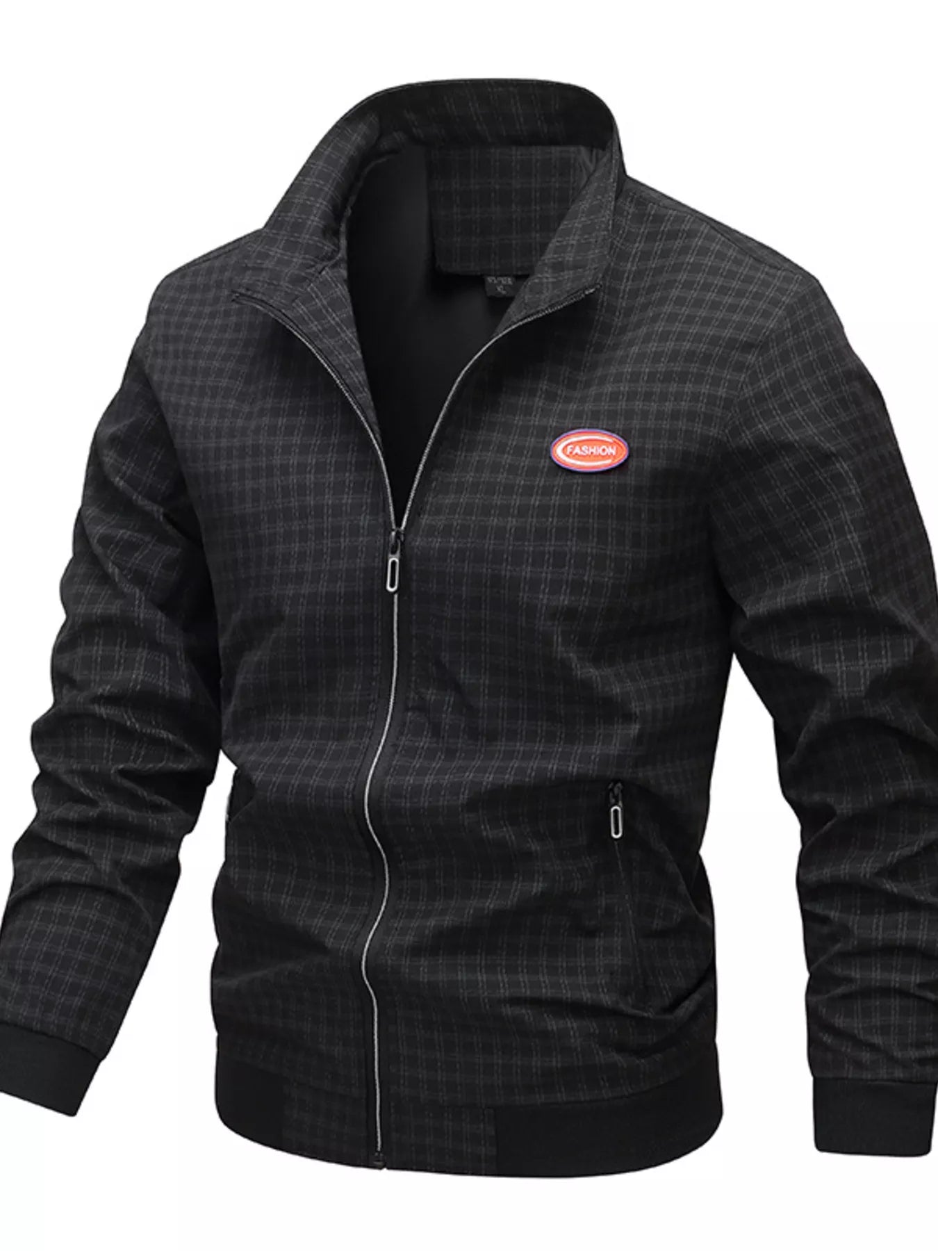 Men's Plus Size Plaid Lightweight Zip-Up Jacket