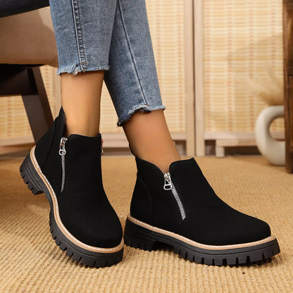 Ankle Boots with Zipper Accent