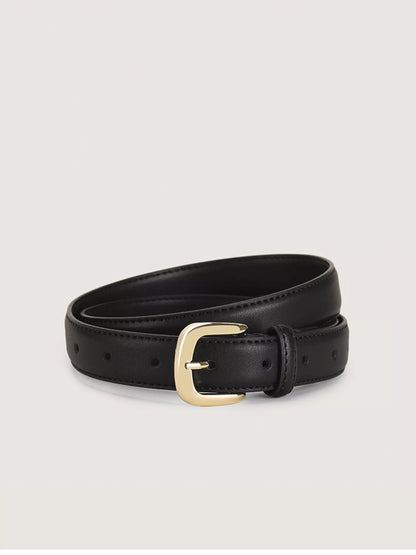 Cowhide Leather Belt with Golden Buckle