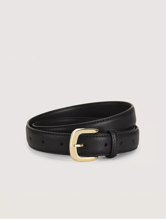 Cowhide Leather Belt with Golden Buckle