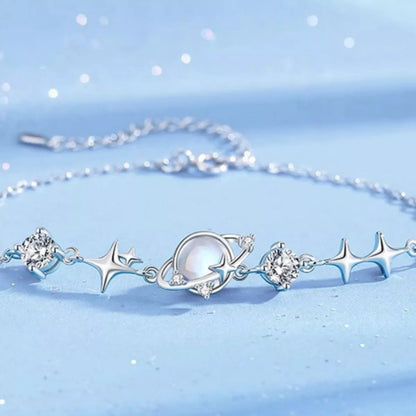 925 Sterling Silver Zircon Star Adjustable Bracelet