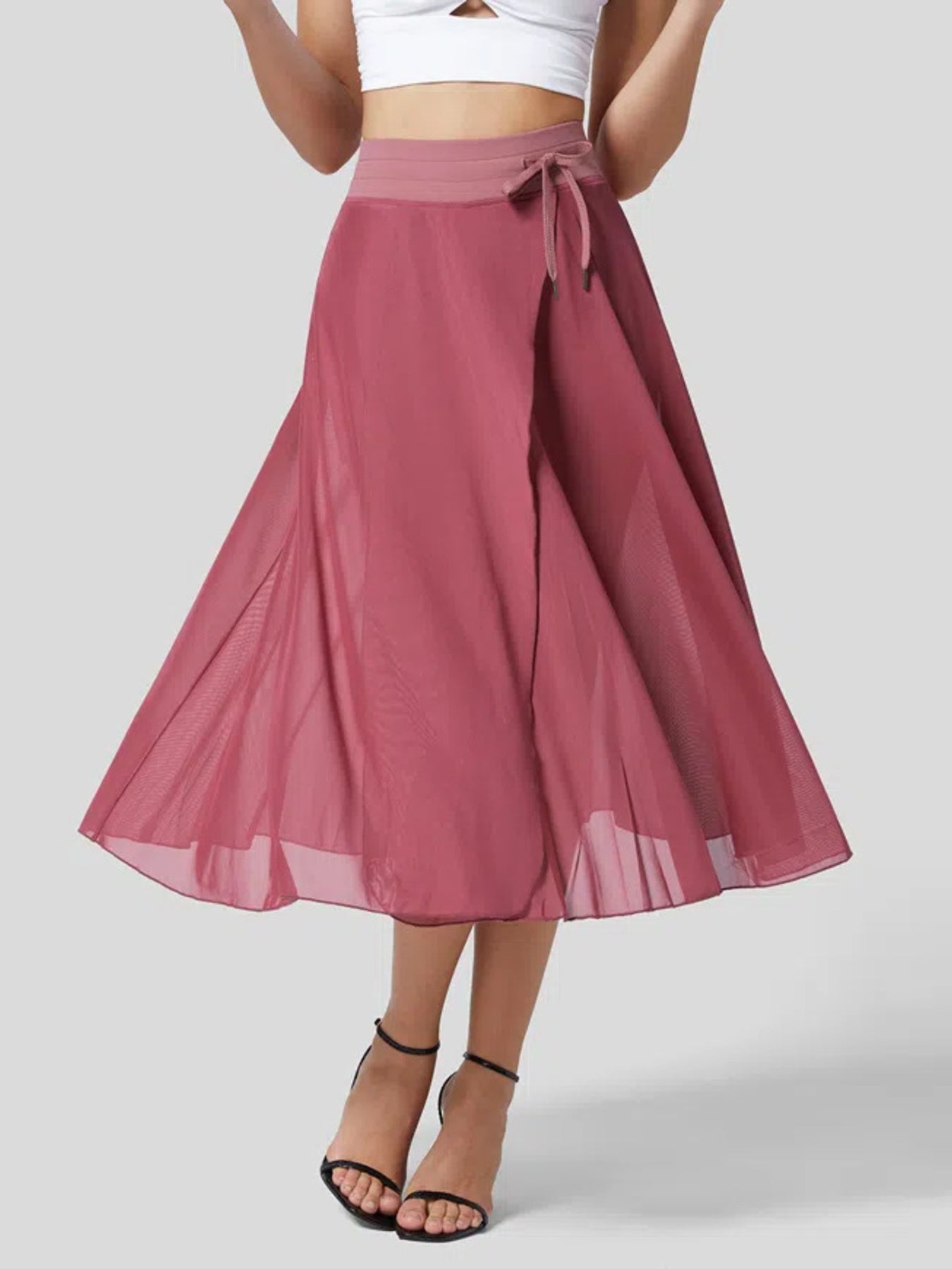 Slit Flowy Skirt with Shorts Liner