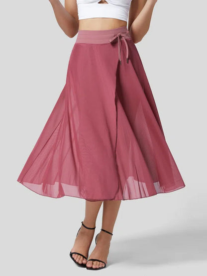 Slit Flowy Skirt with Shorts Liner