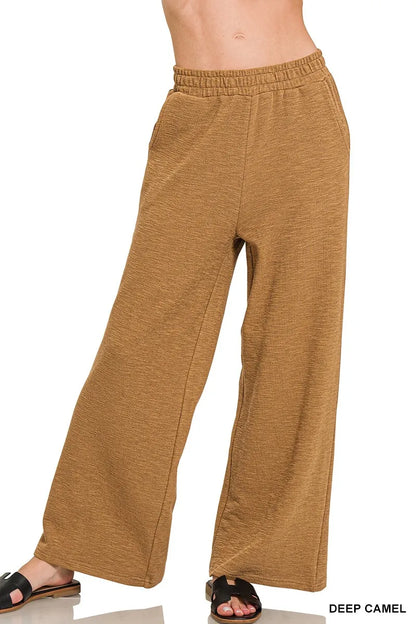 Zenana Cotton Slub Wide Leg Pants