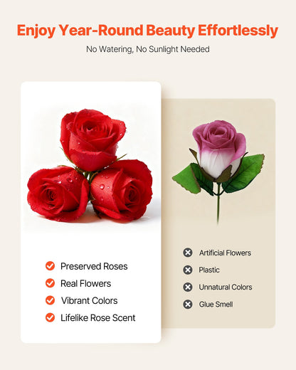 Forever Flowers, 50 Preserved Roses In A Heart Shape Box, Eternal Flowers Immortal Bouquet Birthday Present For Delivery Prime Women Her Wife Mothers, Anniversary, Valentine's Day,Christmas, Red