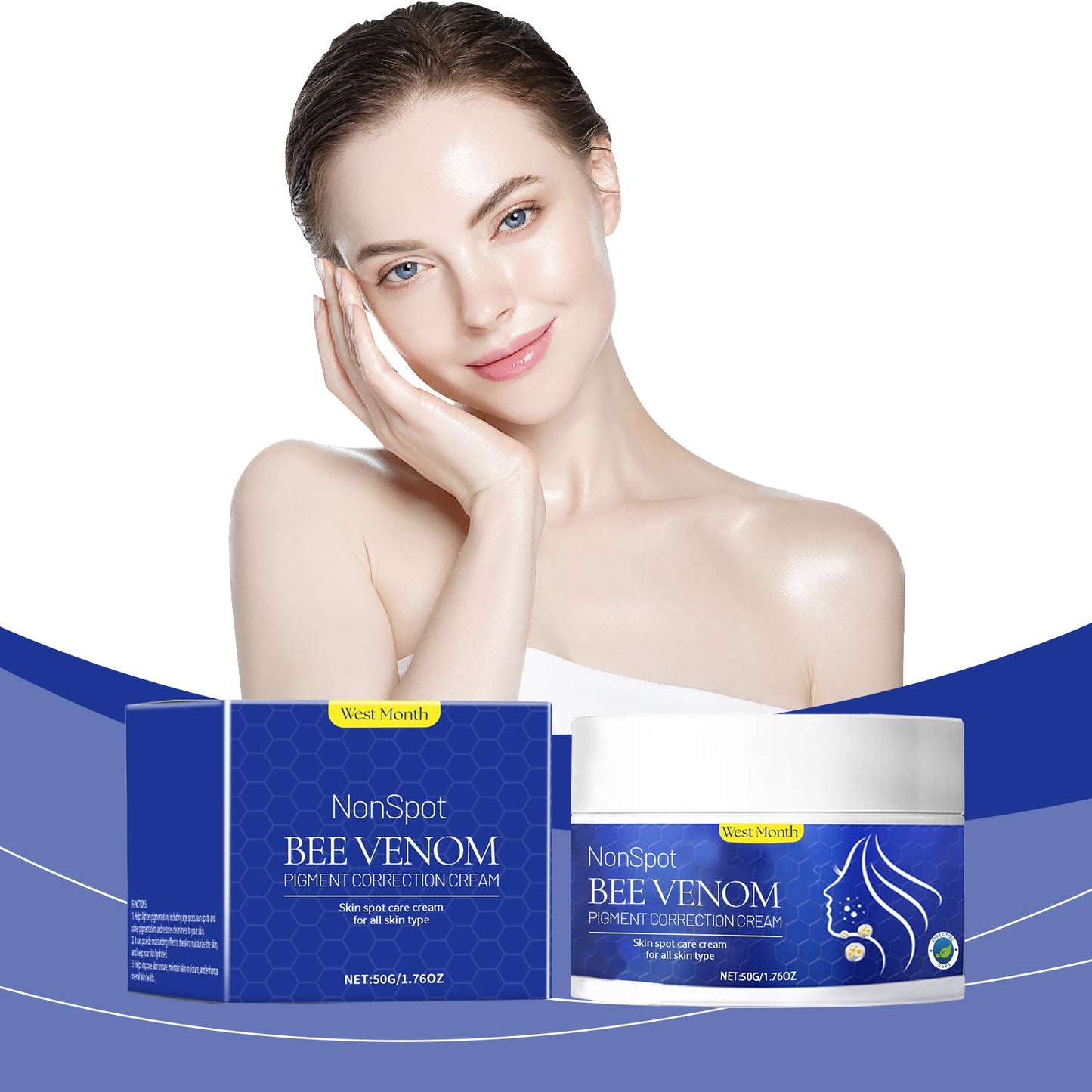 West&MonthBee Venom Body Care Cream, Daily Gentle Moisturizing Skin Moisturizing Massage Care Cream