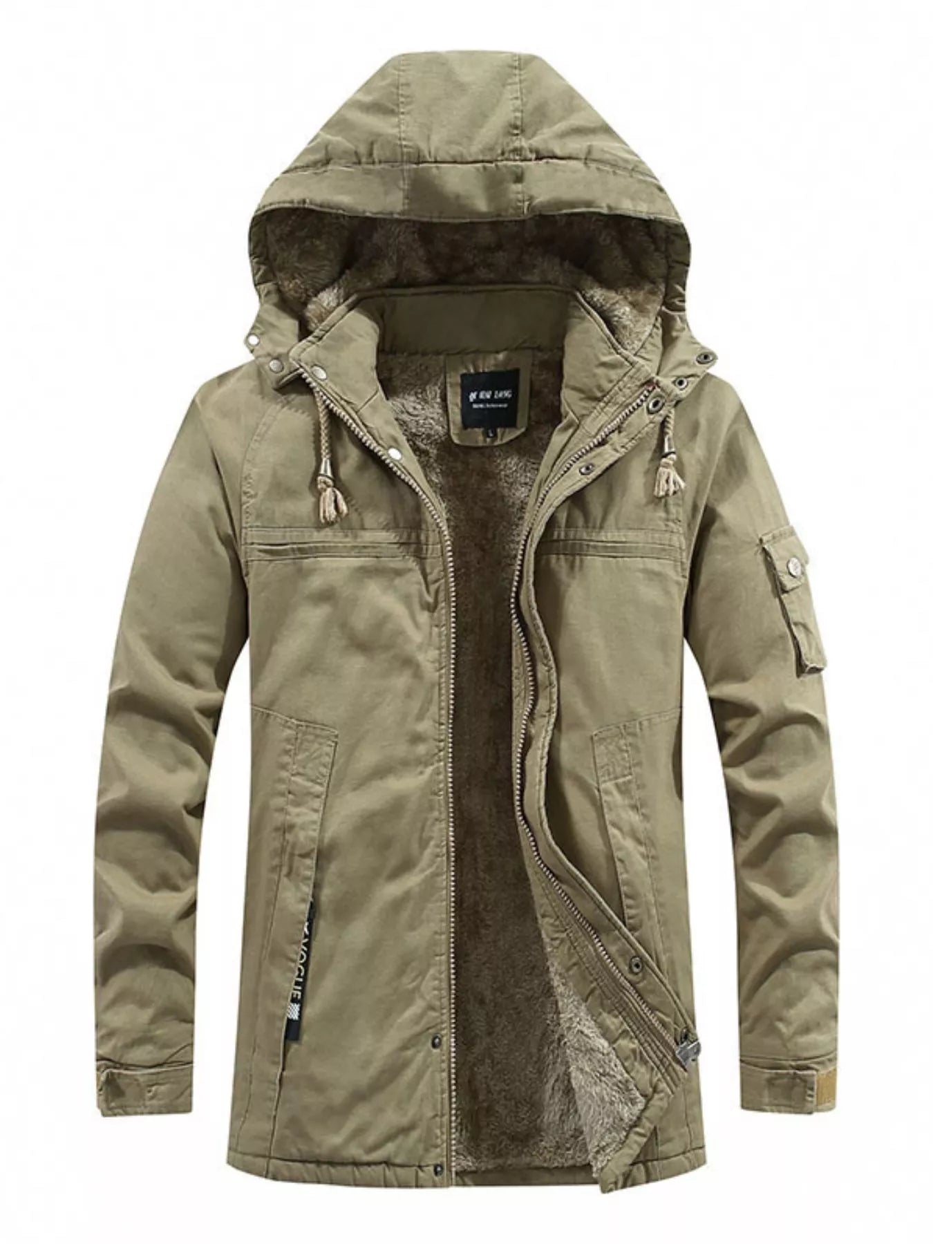 Men's Plus Size Winter Warm Hooded Zip Up Jacket