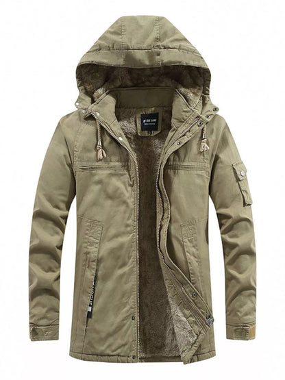 Men's Plus Size Winter Warm Hooded Zip Up Jacket