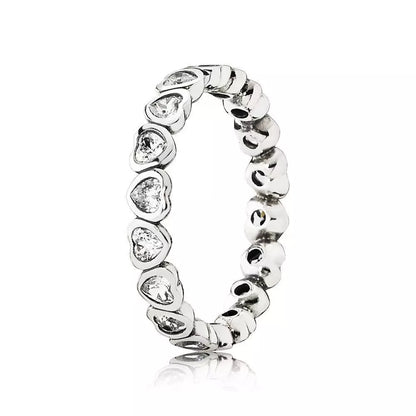 925 Sterling Silver Zircon Heart Ring