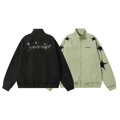 Men's Star Pattern Zip-Up Jacket
