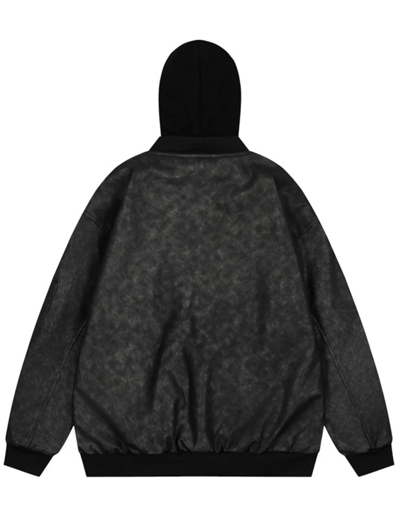 Men's Drawstring Washed Zip Up Hooded Jacket