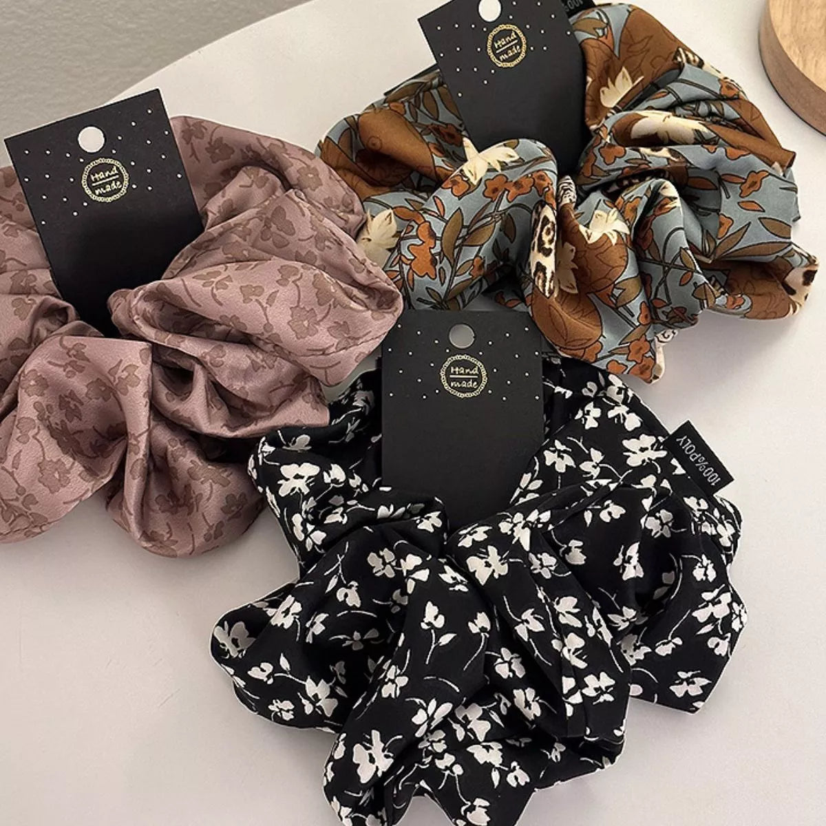 3-Piece Floral Print Hair Scrunchies Set