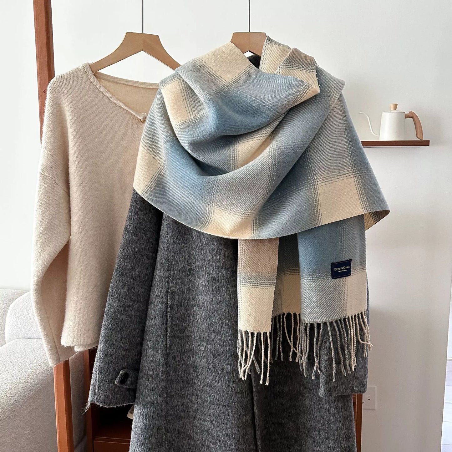 Plaid Fringe Scarf
