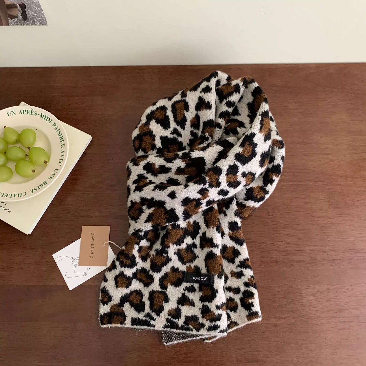 Animal Print Plush Winter Scarf