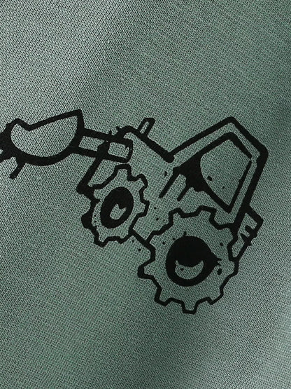Children's Cartoon Excavator Graphic Casual T-Shirt