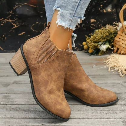Point Toe Block Heels Boots