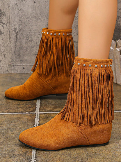 Fringe Boots with Studded Details