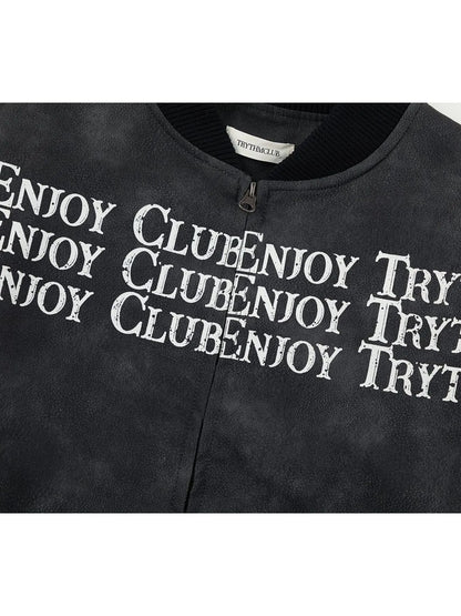 Men's Zip Up Letter Graphic Bomber Jacket