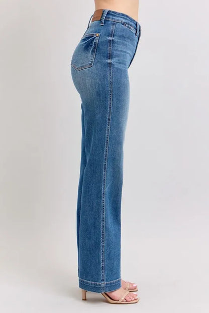 Judy Blue Full Size High Waist Contrast Thread Straight Plus Size