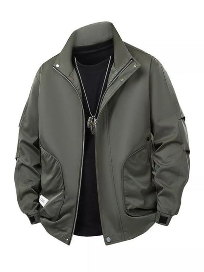 Men's Plus Size Casual Stand Collar Lightweight Bomber Jacket