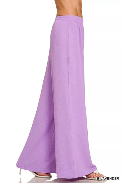 Zenana Woven Airflow Twisted Top & Wide Leg Pants Set
