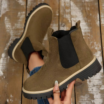 Round Toe Block Heels Boots