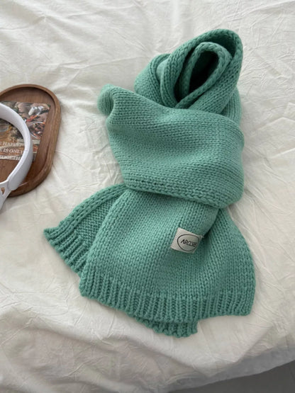 Solid Color Knitted Winter Scarf