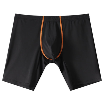 Lengthened Underwear Ice Silk Sexy Men's Boxers Mid-waist U Convex Sexy Quick-drying