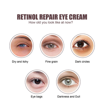 Hoygi Retinol Repair Eye Cream, Reduce Wrinkles Fine Lines Bags Dark Circles Brightening Skin Anti-Wrinkle Repair Eye Cream