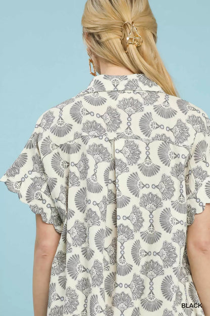Umgee Printed Button Front Shirt Dress