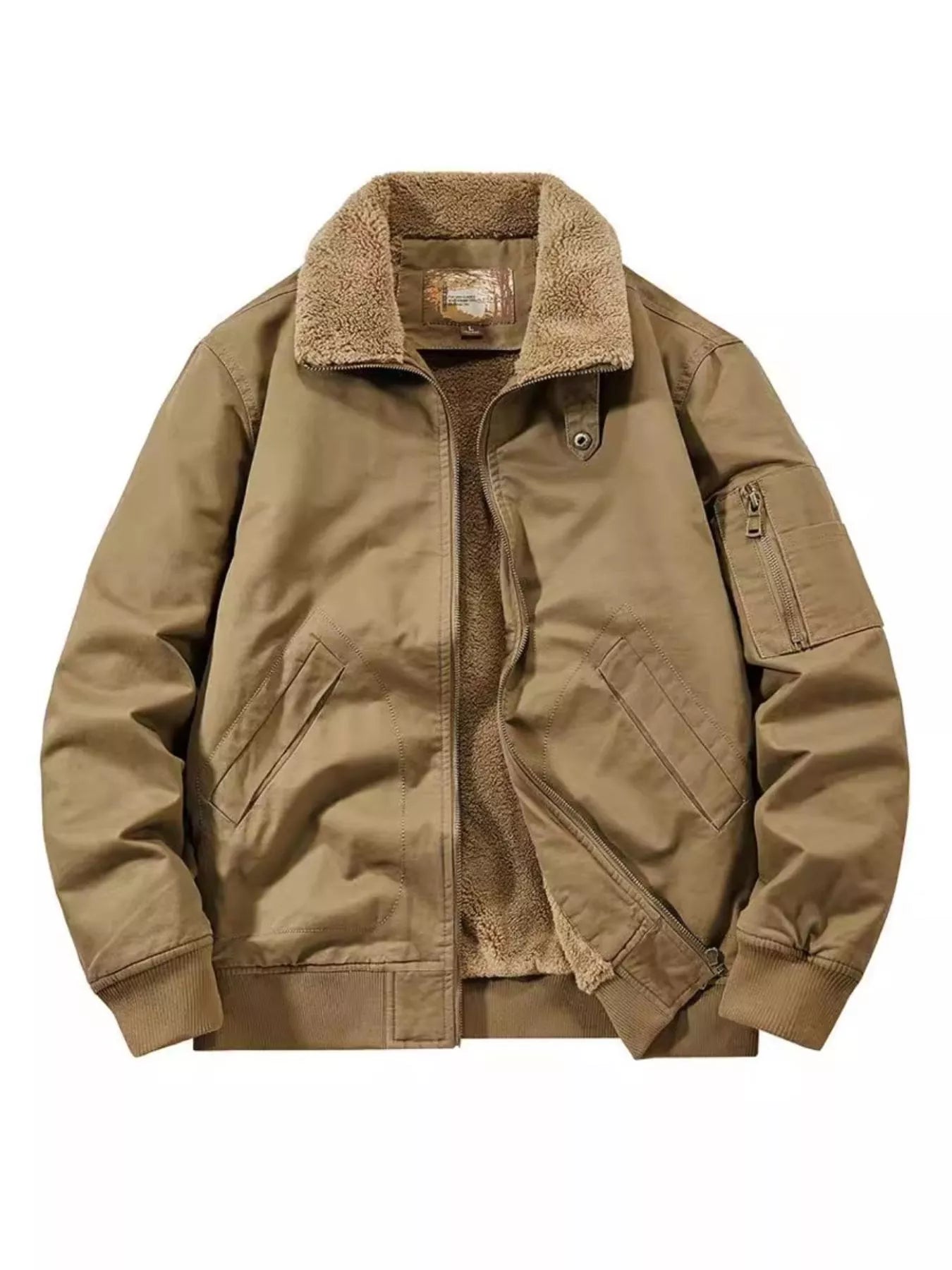 Men's Plus Size Zip Up Sherpa Lined Jacket