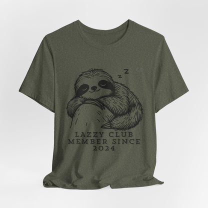 TS-093ML-24 Unisex Cute Lazy club Sloth T Shirt Slow And Steady Art