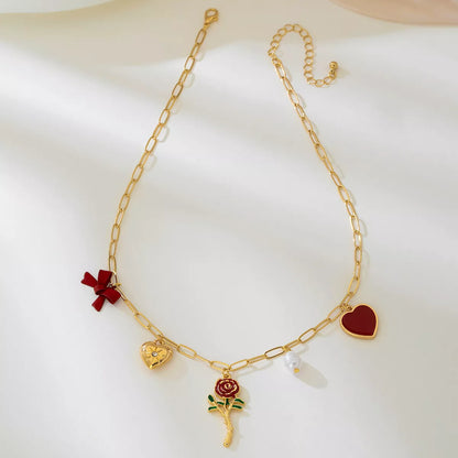 18K Gold-Plated Alloy Chain Necklace with Pendant