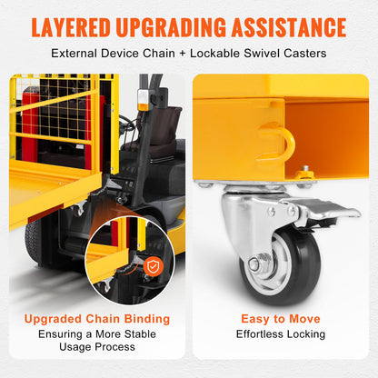 VEVOR Forklift Safety Cage, 1200 Lbs Load Capacity, 36 X 36 Inches Folding Forklift Work Platform With Lockable Swivel Wheels, Drain Hole & Device Chain, Holds 1 To 2 Adults, Perfect For Aerial Work