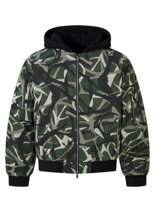 Men's Printed Zip Up Long Sleeve Jacket