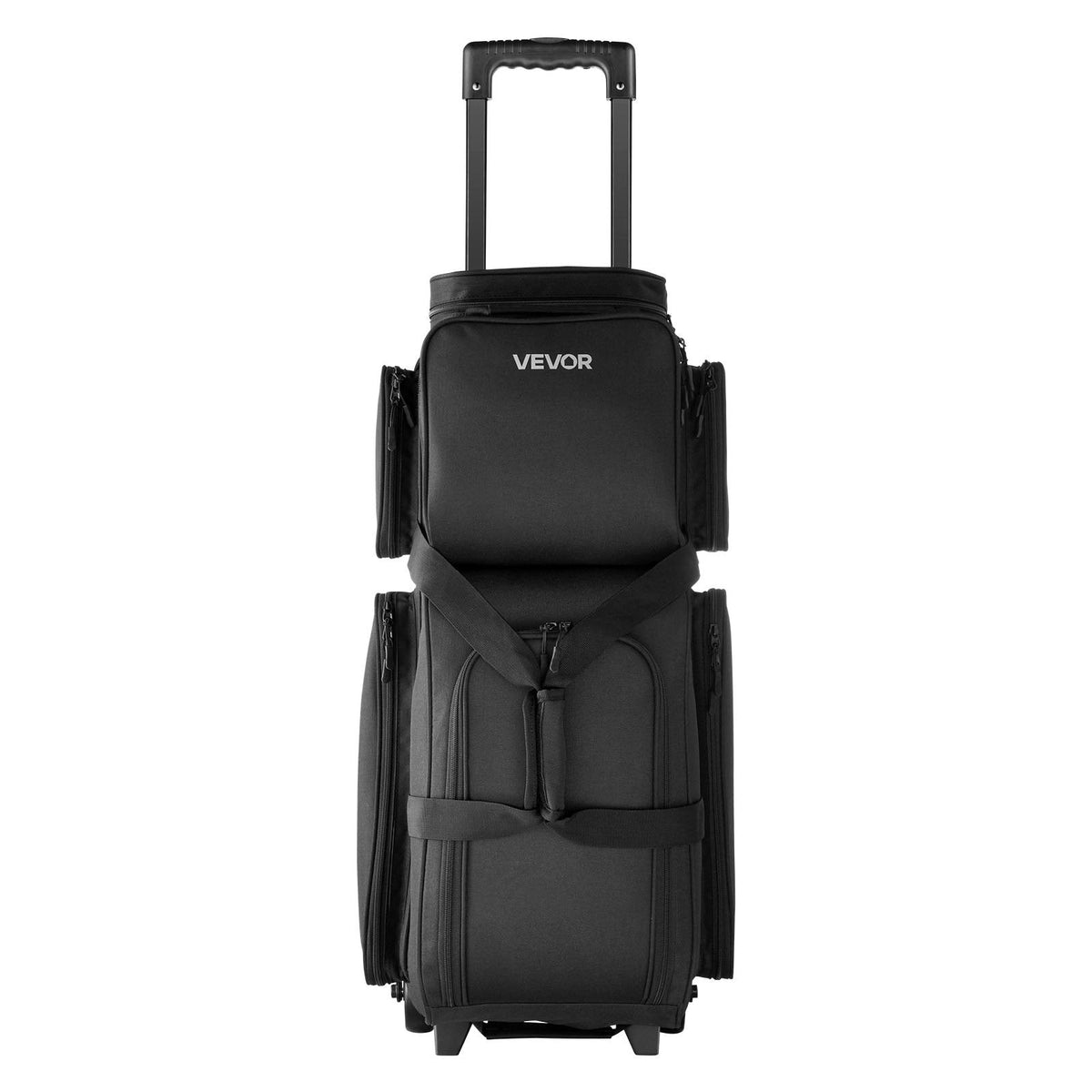 Bowling Ball Bag, 3 Ball Double Roller Bowling Bag With Wheels, Featuring A Separate Compartment For Shoes (Up To US Size 16) & Oversized Accessory Pocket, Retractable Handle Extends To 41.34 In