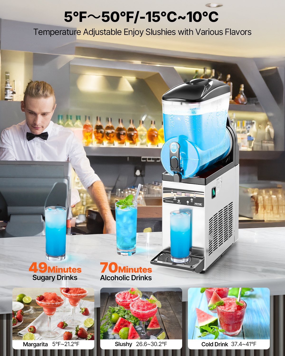 Commercial Slushy Machine 15L Margarita Smoothie Frozen Drink Slushie Maker