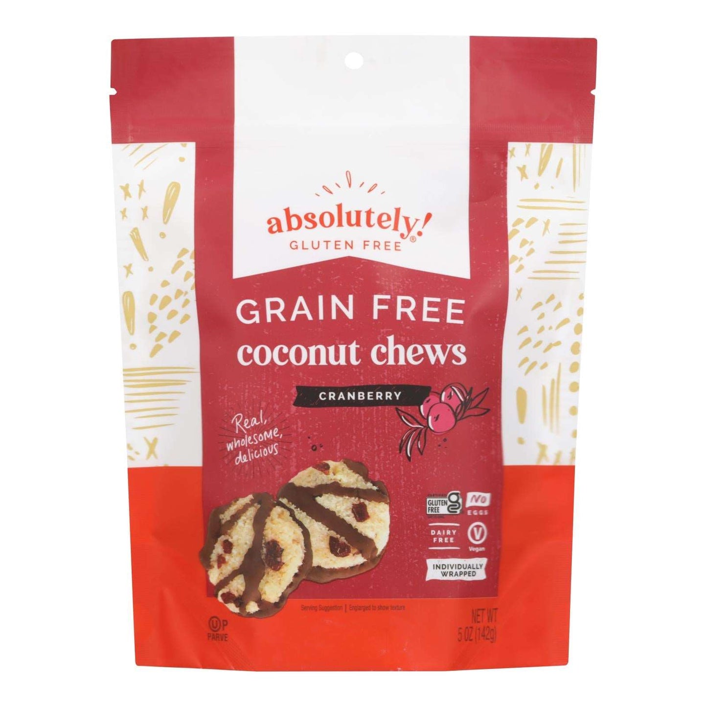 Absolutely Gluten Free Chews: Coconut, Cranberry & 5 Oz (Pack of 12)